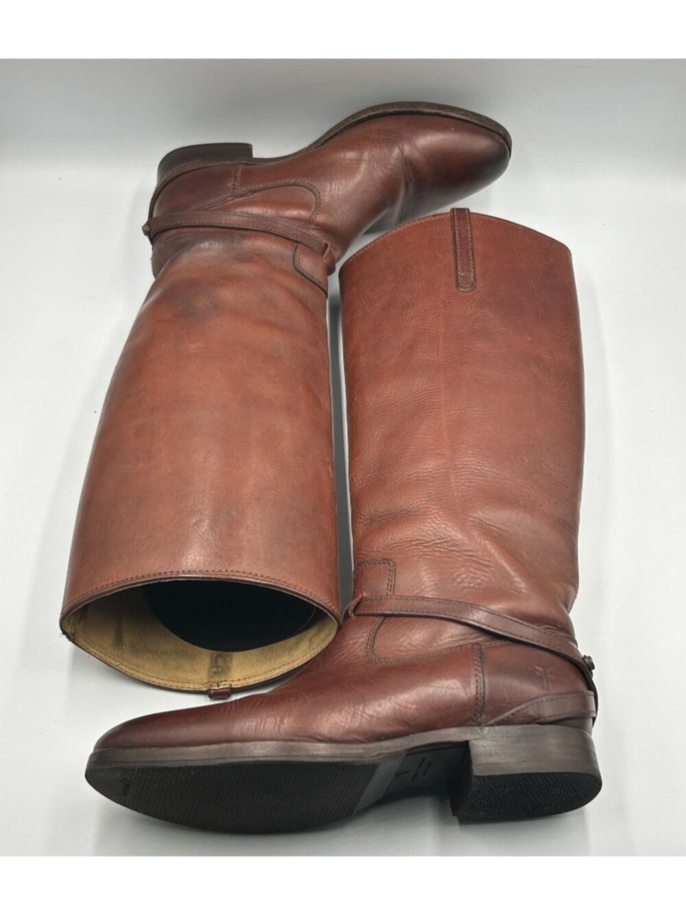 Frye Women's Brown Leather Lindsay Plate Knee-High Riding Boots Size 7.5 3282 - Picture 4 of 16
